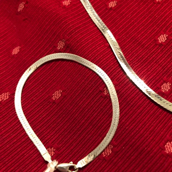 Vintage Italy 🇮🇹 Herringbone 925 6mm Necklace with matching bracelet. - Picture 3 of 14